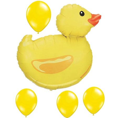 LOONBALLOON Animal Theme Balloons, 28 inch YELLOW DUCKY, Yellow Latex Set LOON-28821-01-A-P